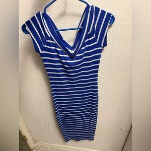 Blue and White Striped Dress
